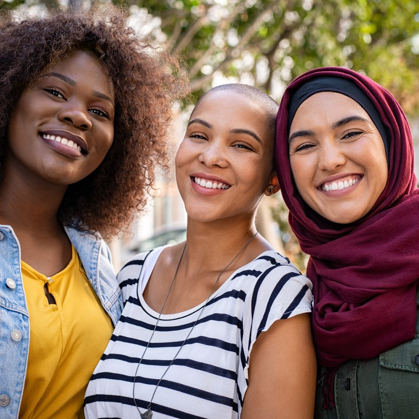 three women standing together