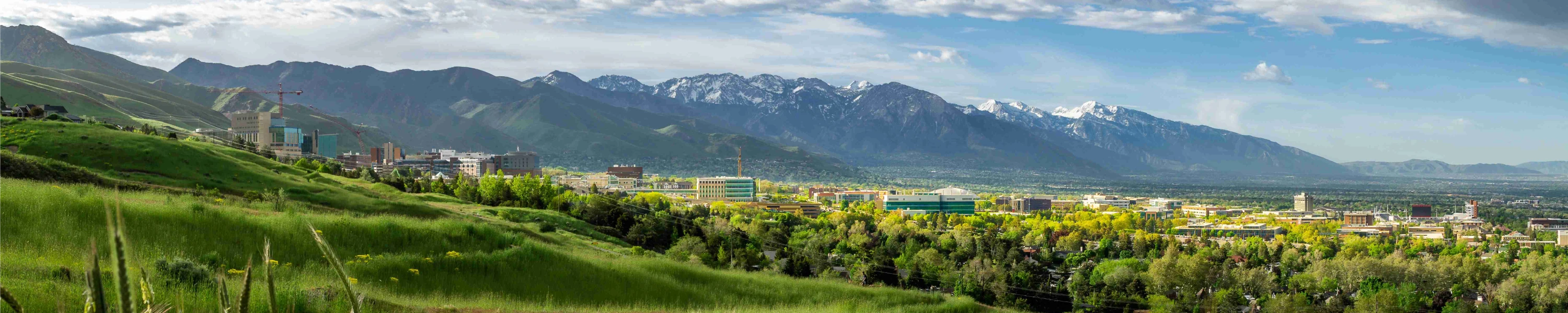 The University of Utah campus beneath the Wasatch Mountains.