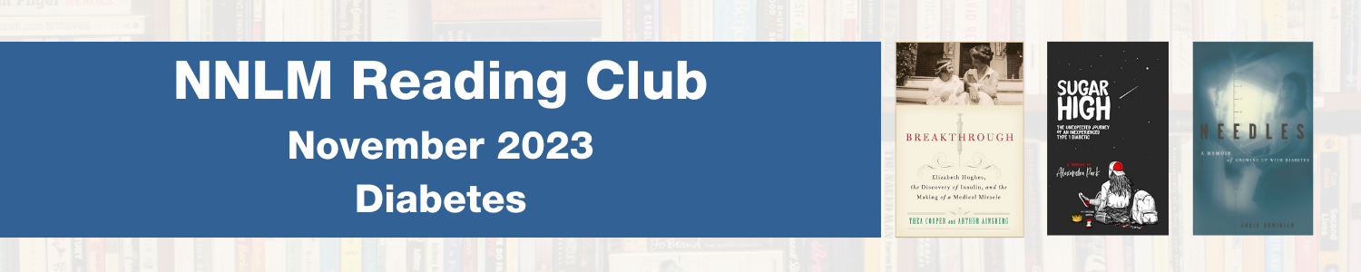 November 2023 Reading Club banner featuring three books